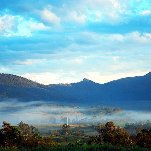 Smoke haze cloaks the Bemboka township.