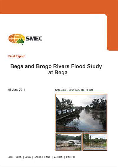 Cover image of the Bega and Brogo Rivers Flood Study.