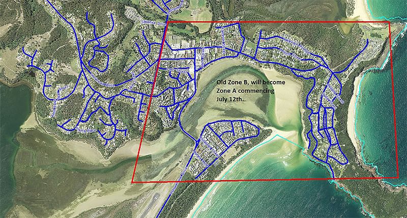 Zone A and B split down Read Street.