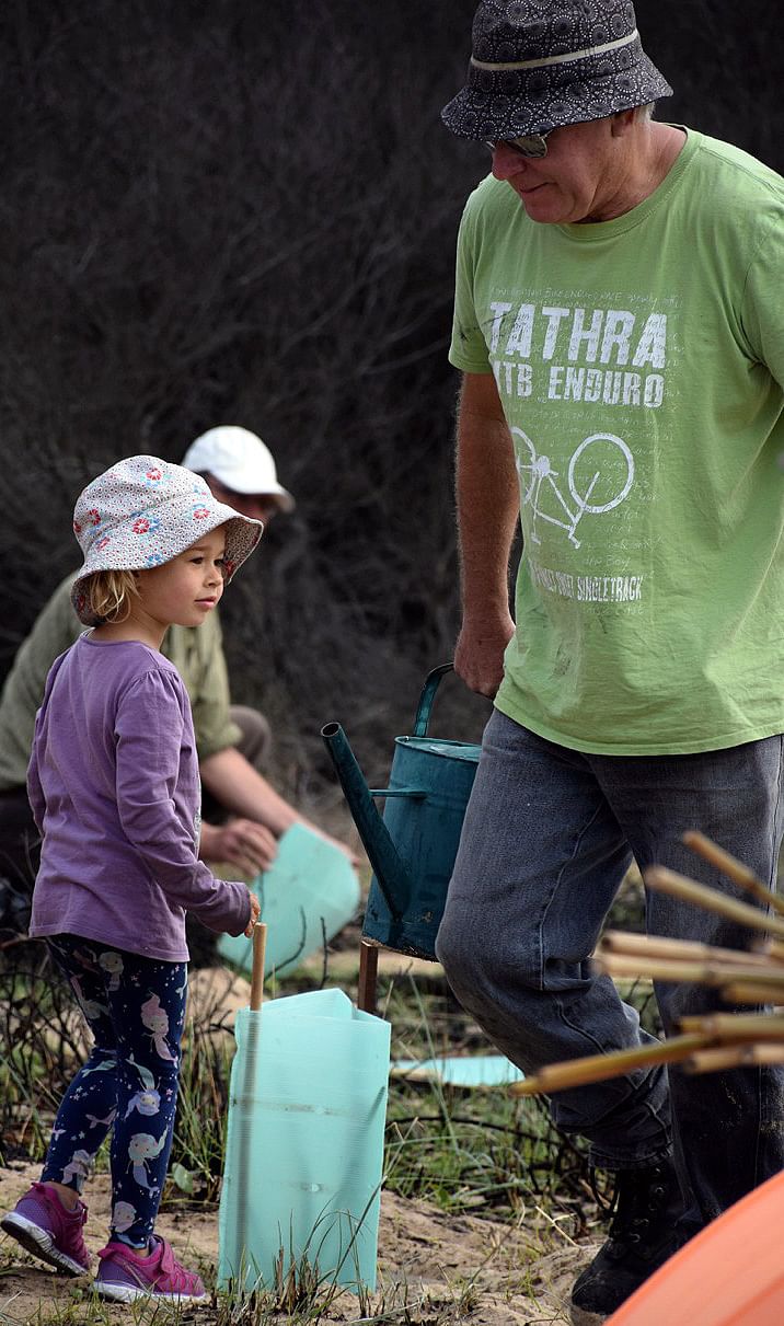 Community planting trees.