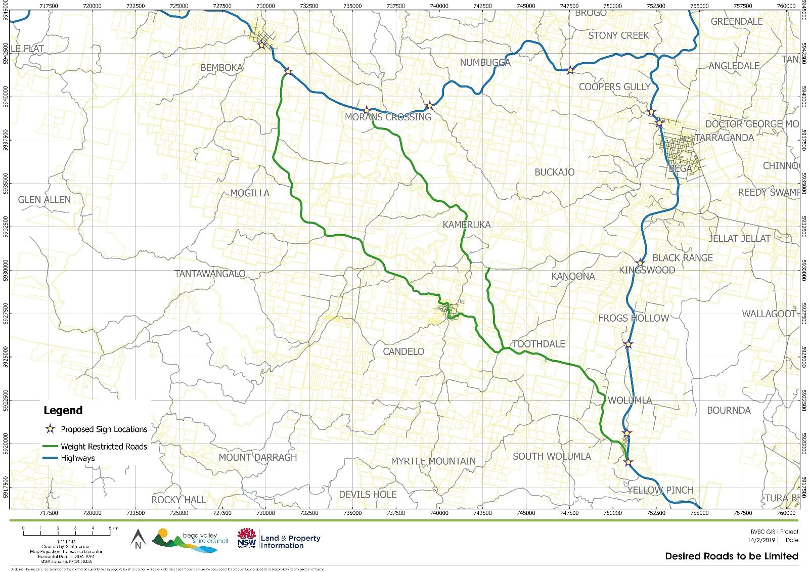 The map shows the roads that were previously the subject of 15-tonne load limits marked in green.