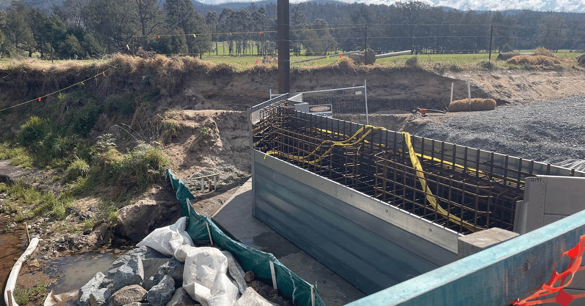 Construction progress at Sam Woods Gully which utilises the InQuik prefabricated proprietary system to reduce construction timeframes.