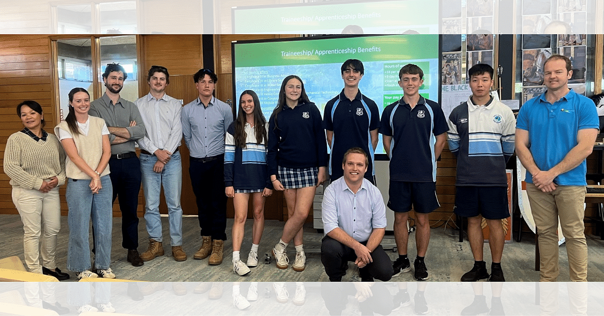 Council's CEO and cadets with students at Eden Marine High School.