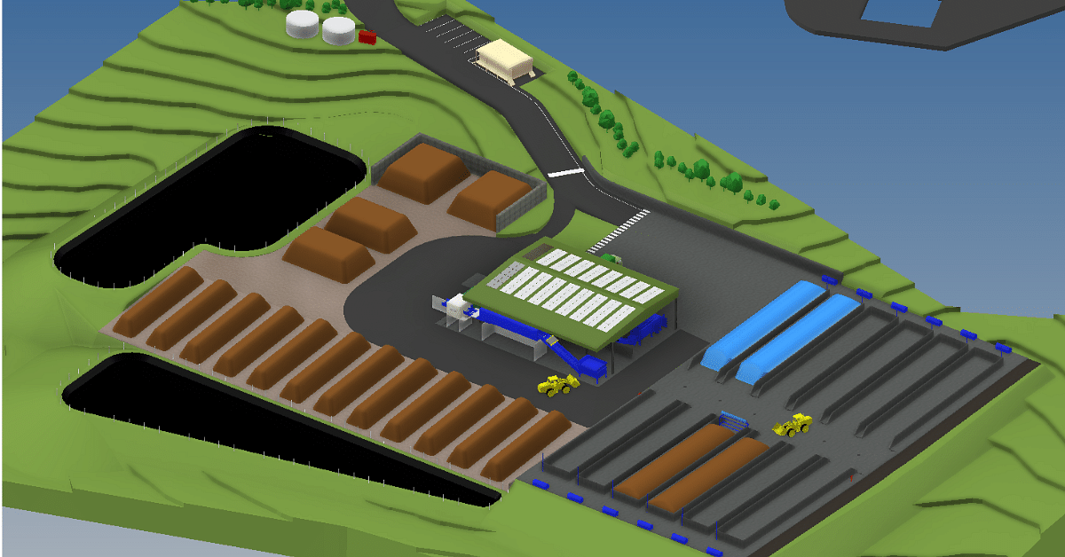 A computer generated concept plan of the new organic prcessing facility