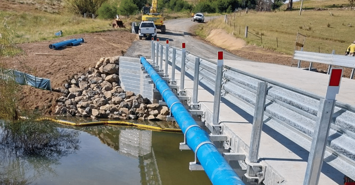 A water main crossing Katchencarry Creek bridge 