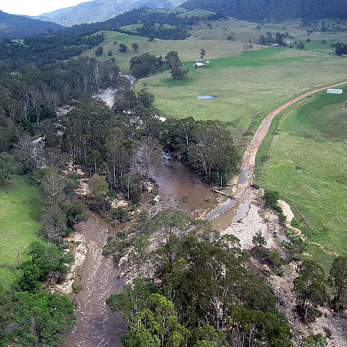 The Stockyard Bridge at Rocky Hall was washed away by floodwaters.