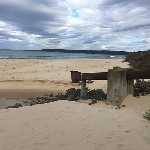 Merimbula Sewage Treatment Plan ocean outfall.