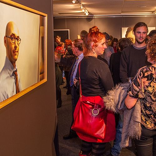 A packed Bega Valley Regional Gallery enjoy the 2016 Shirley Hannan National Portrait Prize.