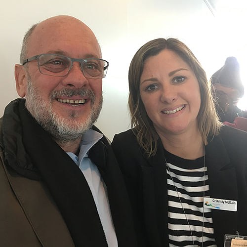 Mayor Kristy McBain, up close with Professor Tim Flannery at this weeks launch of the Cities Power Partnership in Canberra