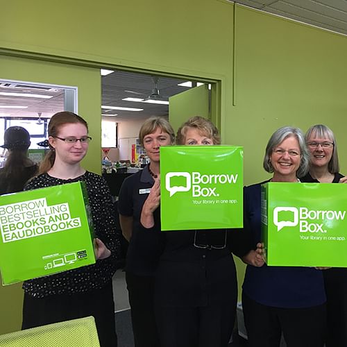 Bega Library staff excited about Borrow Box.