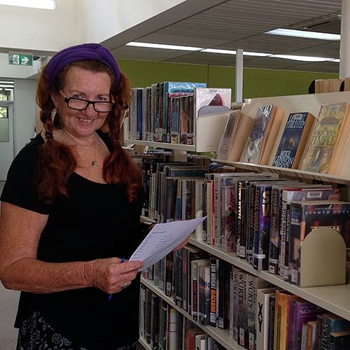 Sheryl Drummond volunteering at Bega Library.