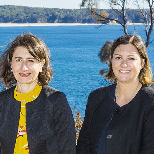 NSW Premier Gladys Berejiklian with Bega Valley Shire Council Mayor Kristy McBain.