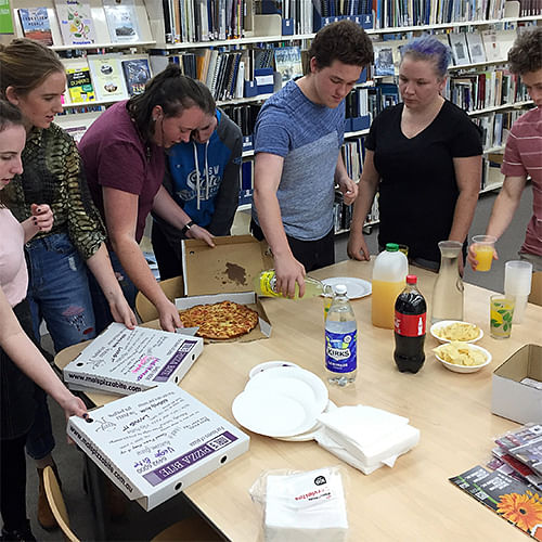 Bega Valley Shire students enjoy pizza at last year's HSC Lockdown in Bega Library.