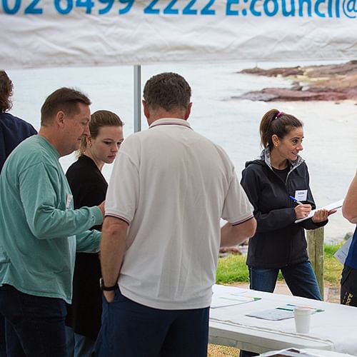 People at Bar Beach information session in March 2019.