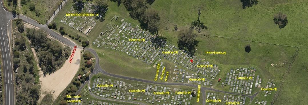 Location of the lawn section at Bega cemetery.