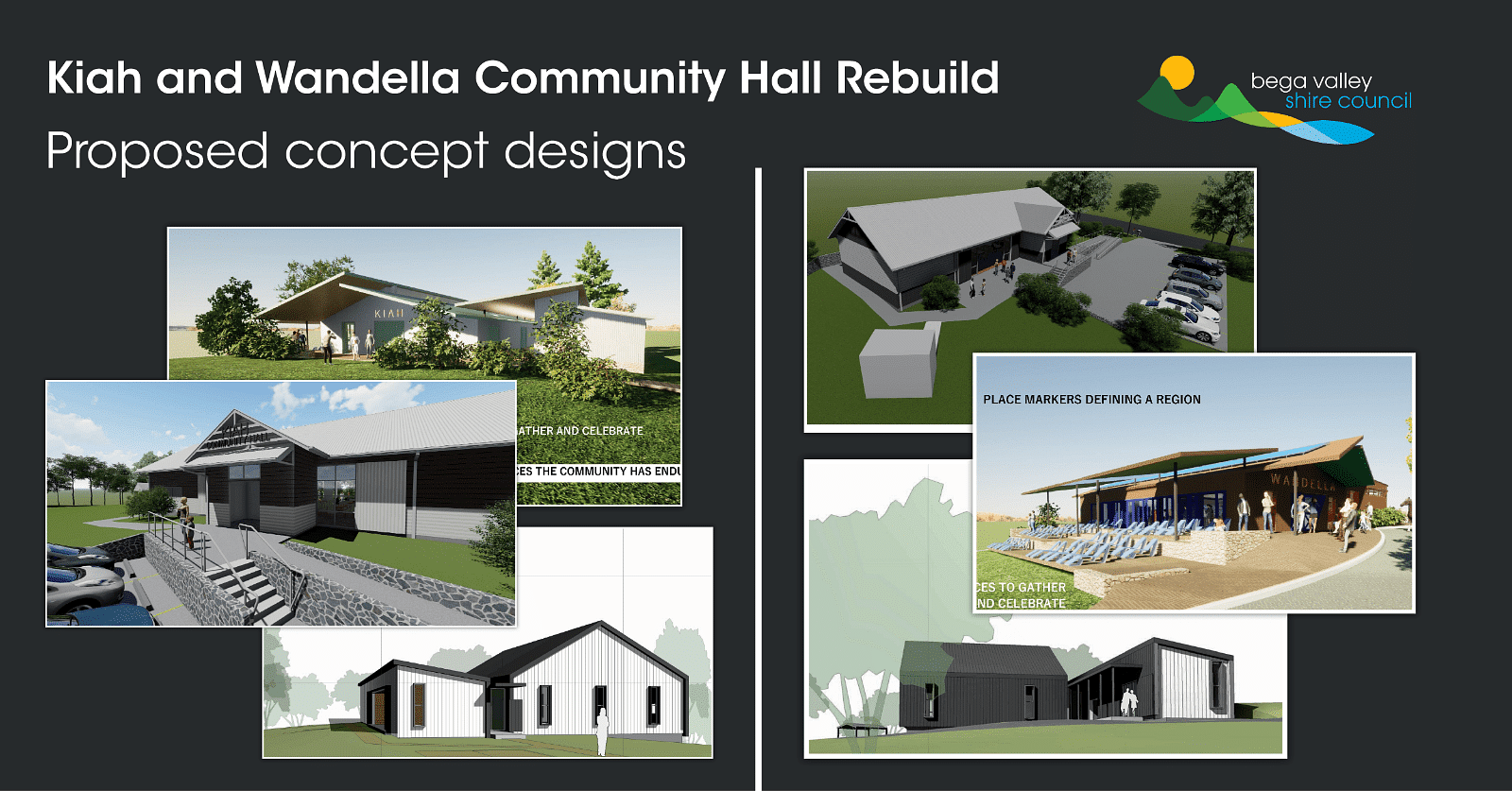 Kiah and Wandella Community Hall proposed concept designs.