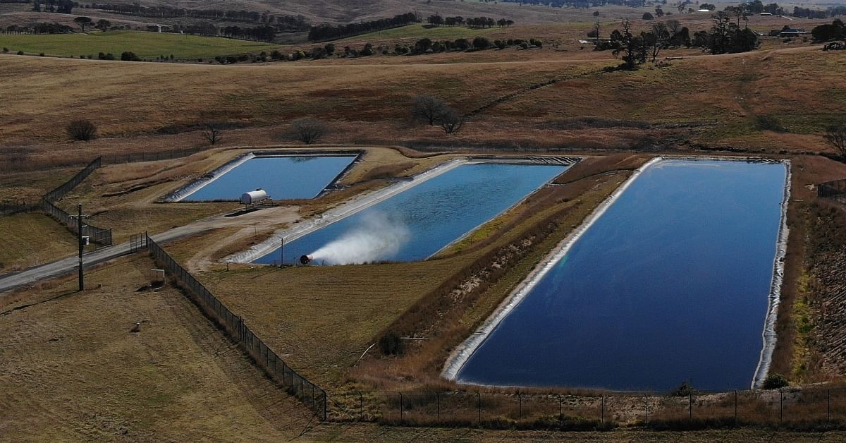 An aerial view of the leachate ponds at the Central Waste Facility