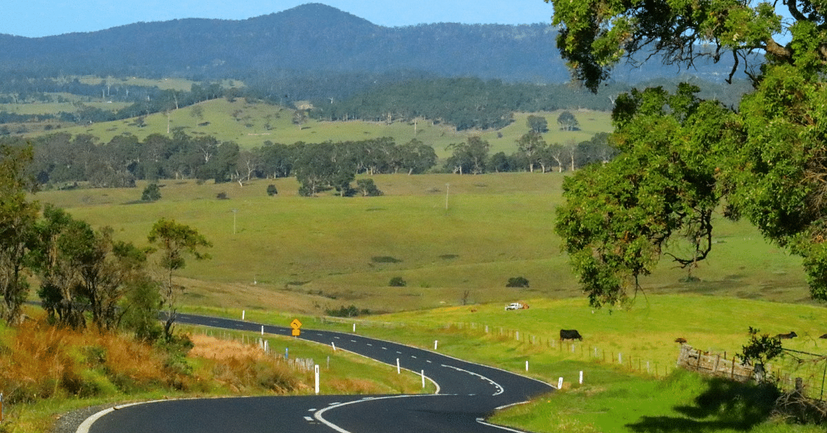 Image of road running through the hills.