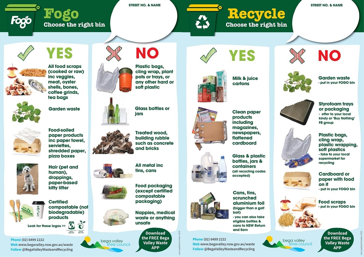 Green and yellow bin instructions