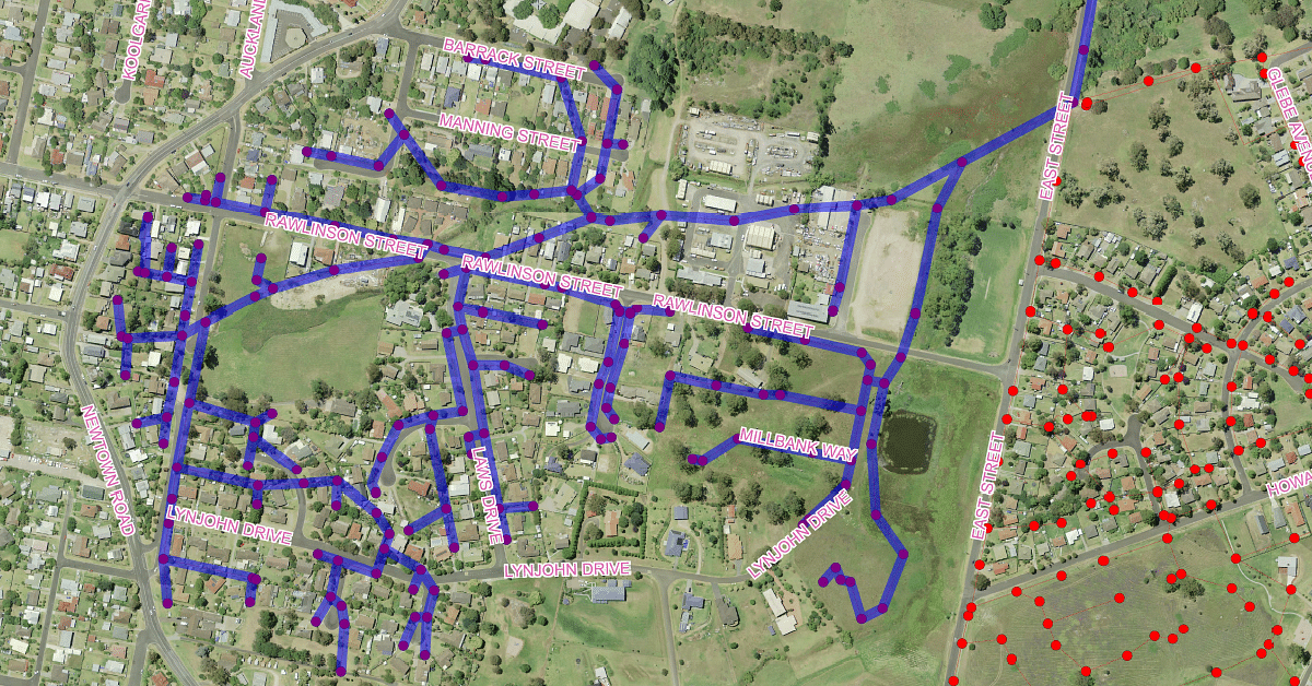 A map of the area affected by routine sewer jetting.