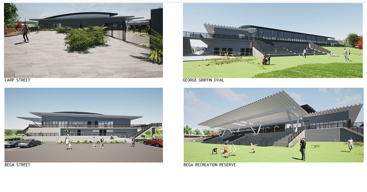 artists impression of approved design bega sports complex building