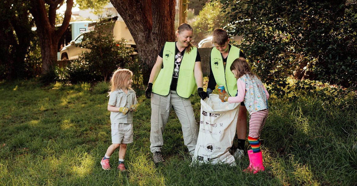 A family collecting litter - Grab a bag and a pair of gloves and help to keep the shire spick-and-span on 5 March.