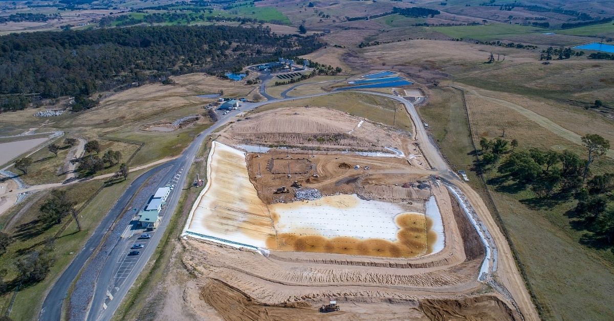 All non-recycled waste from the Bega Valley Shire ends up in the CWF. Aerial image of the CWF, showing a partially filled Cell 4