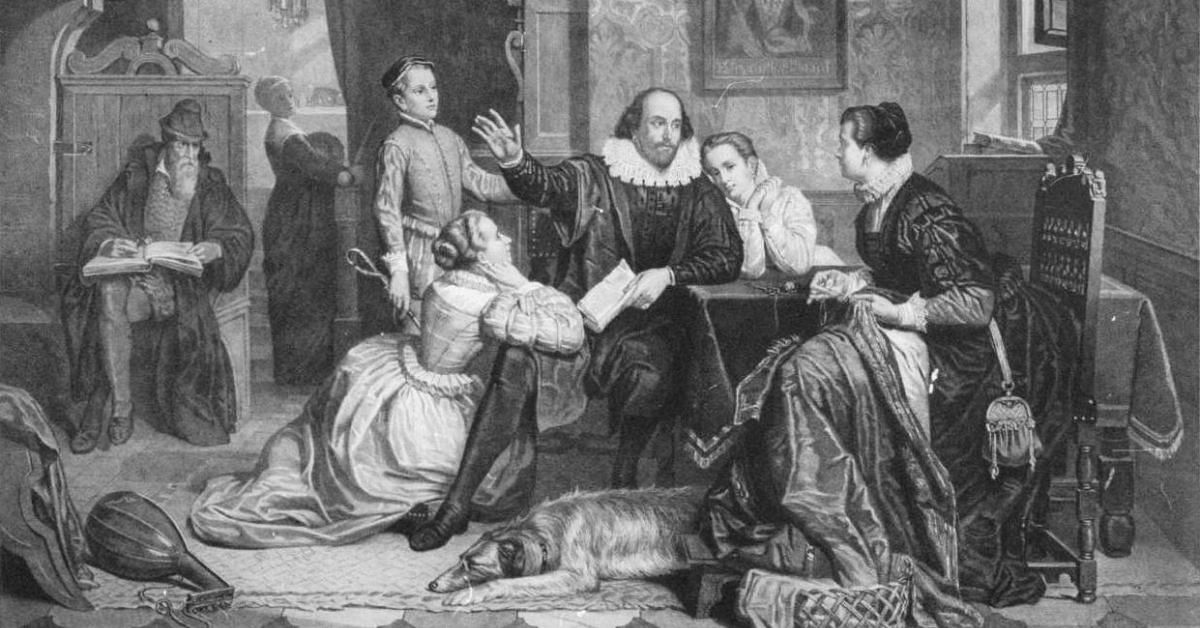 Shakespeare's Family Circle painting circa 1880 - Perine, George Edward, 1837-1885