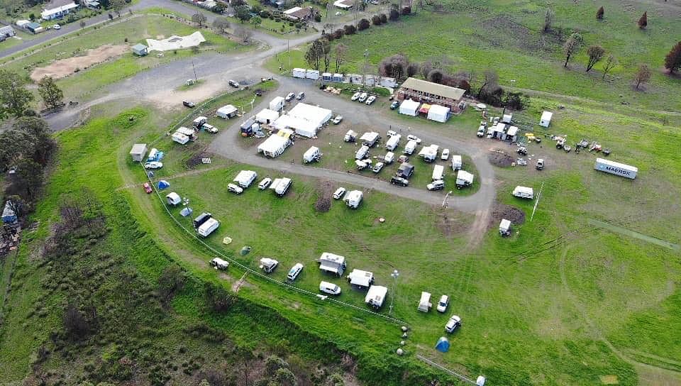 The Cobargo BlazeAid camp from the air (image courtesy of BlazeAid).