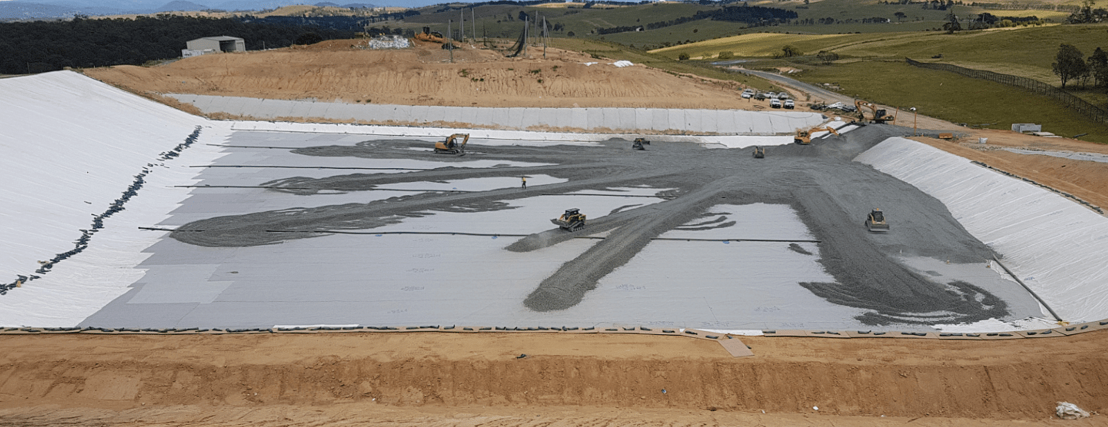 Nearing completion, the new 100m x 120m landfill cell at the Central Waste Facility.