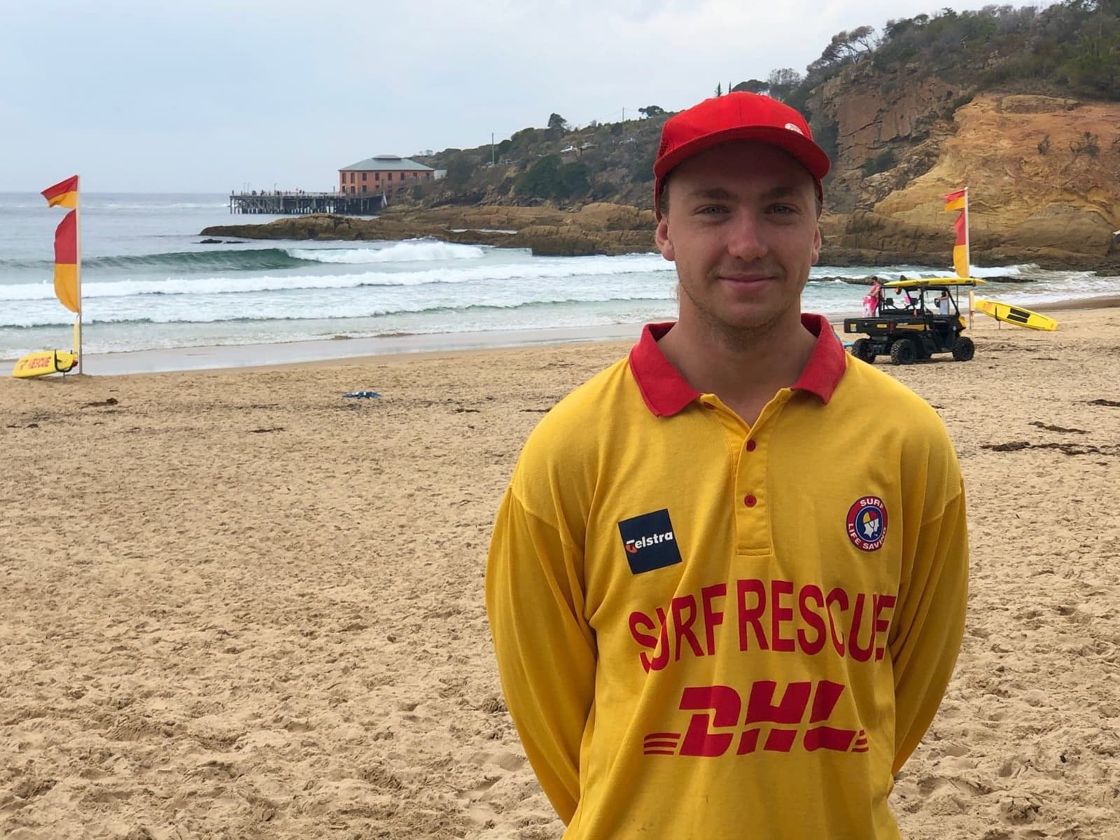 Cooper Avis, Captain of Gerringong Surf Club on patrol at Tathra during his families recent 'Empty Esky' getaway.