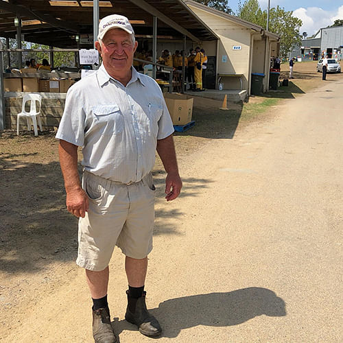 Bega Valley Shire Councillor Tony Allen at the Cobargo Showground, the Cobargo Relief Centre since the bushfire emergency.