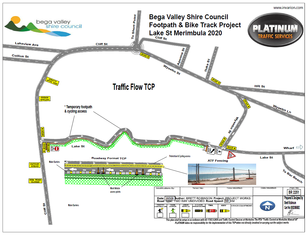 Lake Street Merimbula Shared Path traffic management plan.