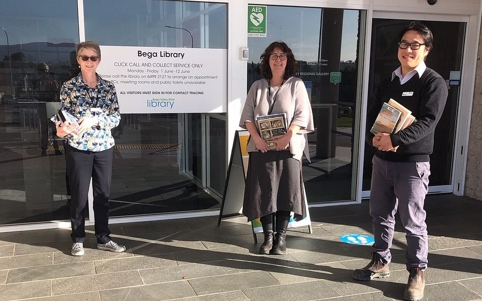 From left to right Customer Experience Librarian Linda Albertson, Library Services Coordinator Megan Jordan-Jones and library officer Myoung Yi are working to provide the Library Link service.