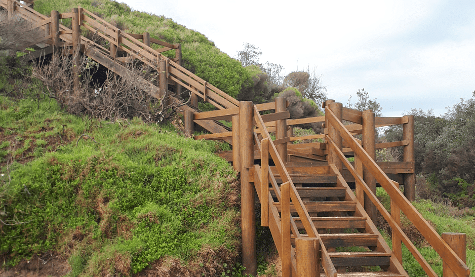 The Point beach staircase at Tura Beach.