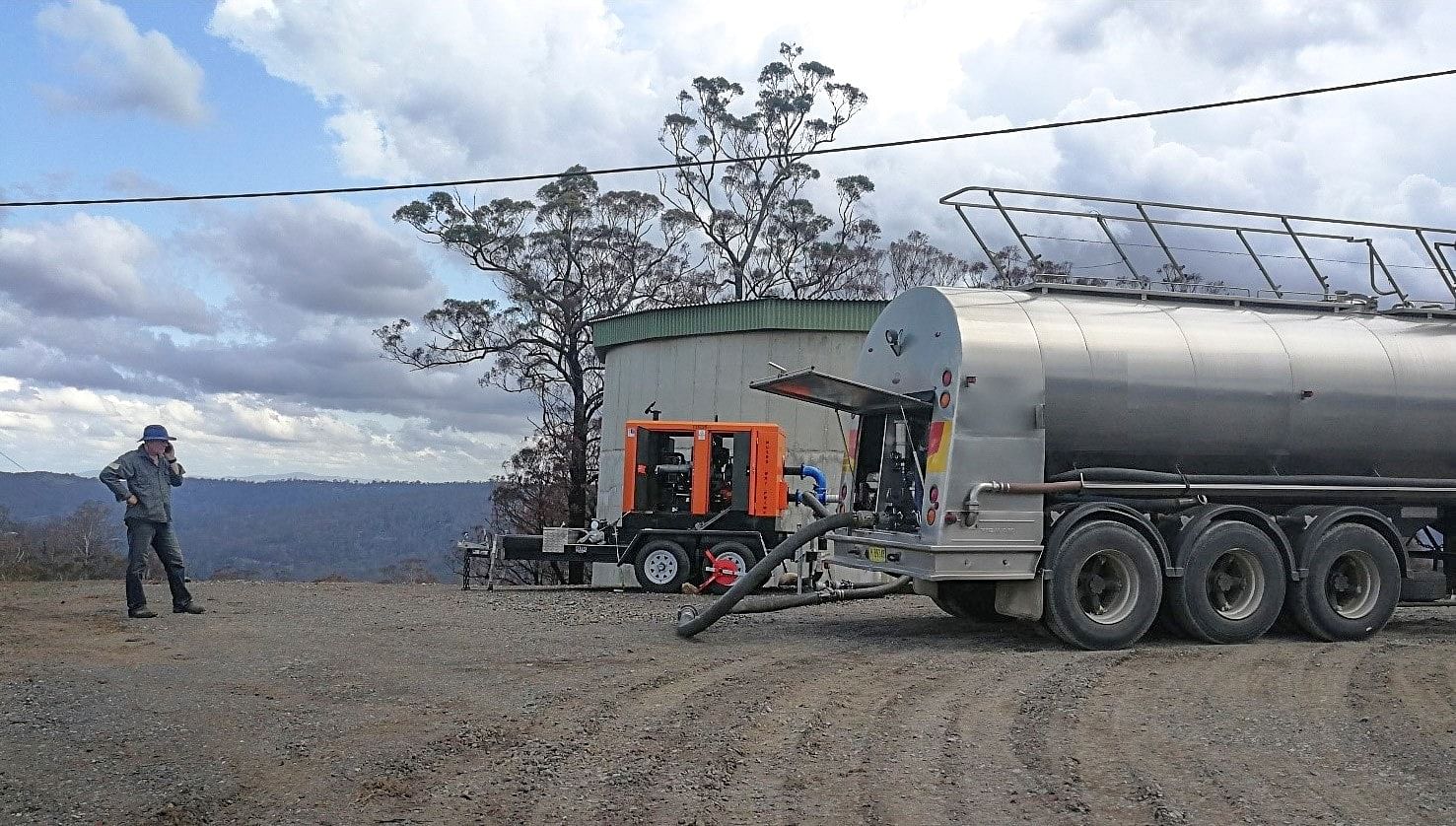 Water and Sewerage Services Operations Superintendent, Bruce Powell, coordinating water carting and delivery to Brogo Balance Tank 1 on Tuesday.