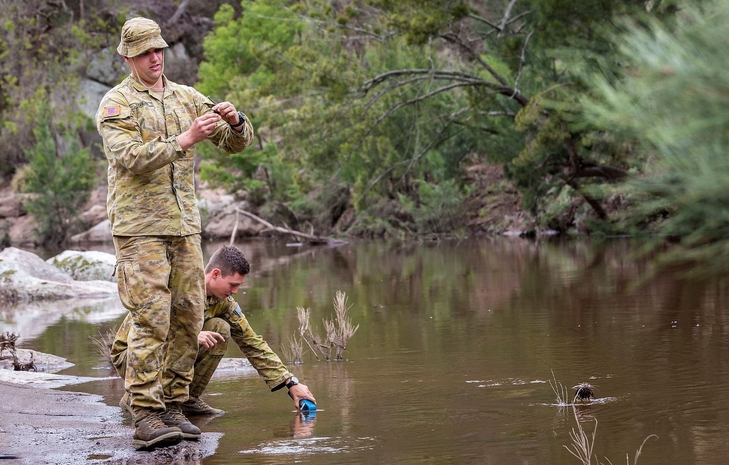 Australian Defence Force testing water at the Brogo Dam.