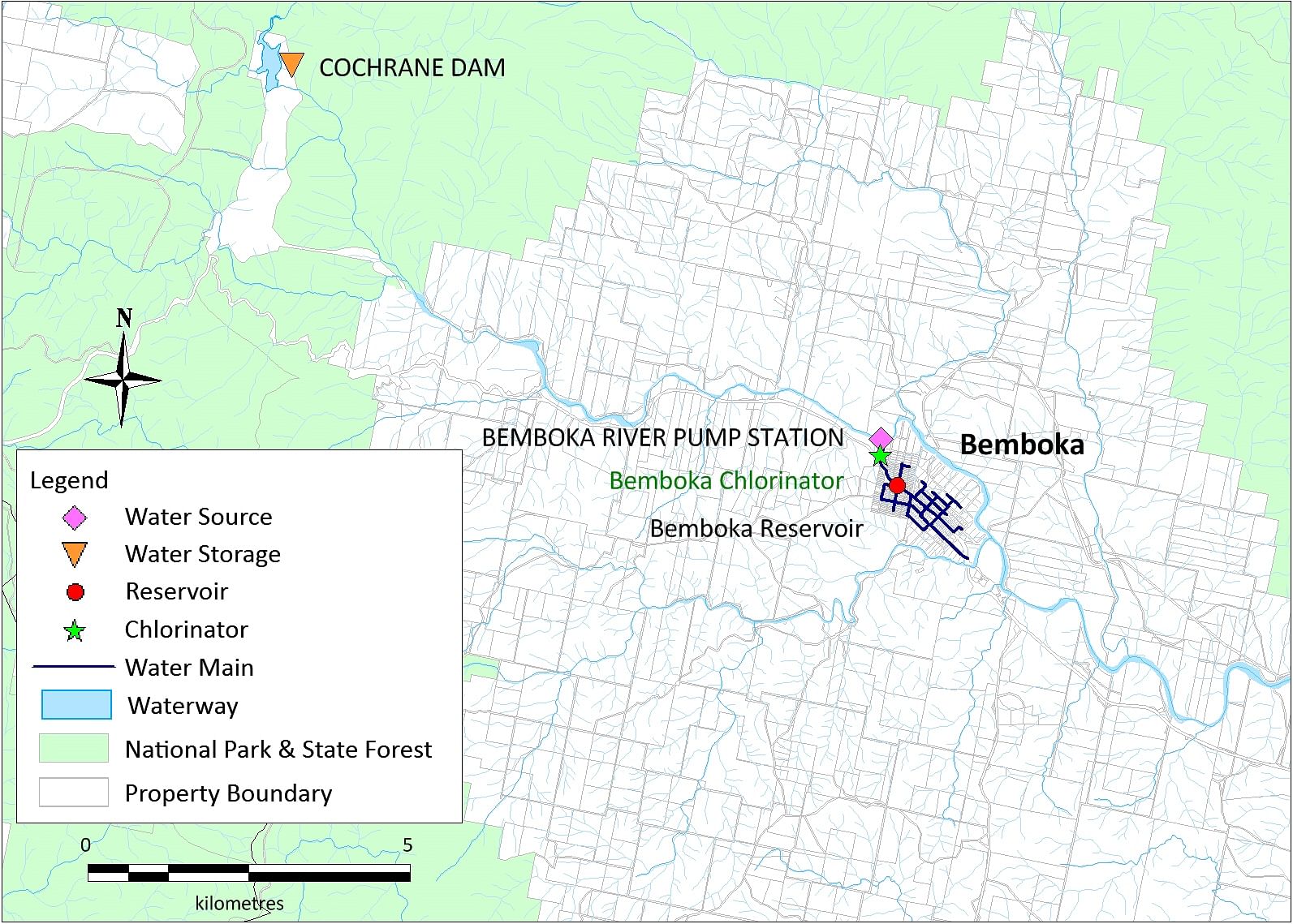 A map of the Bemboka water supply system